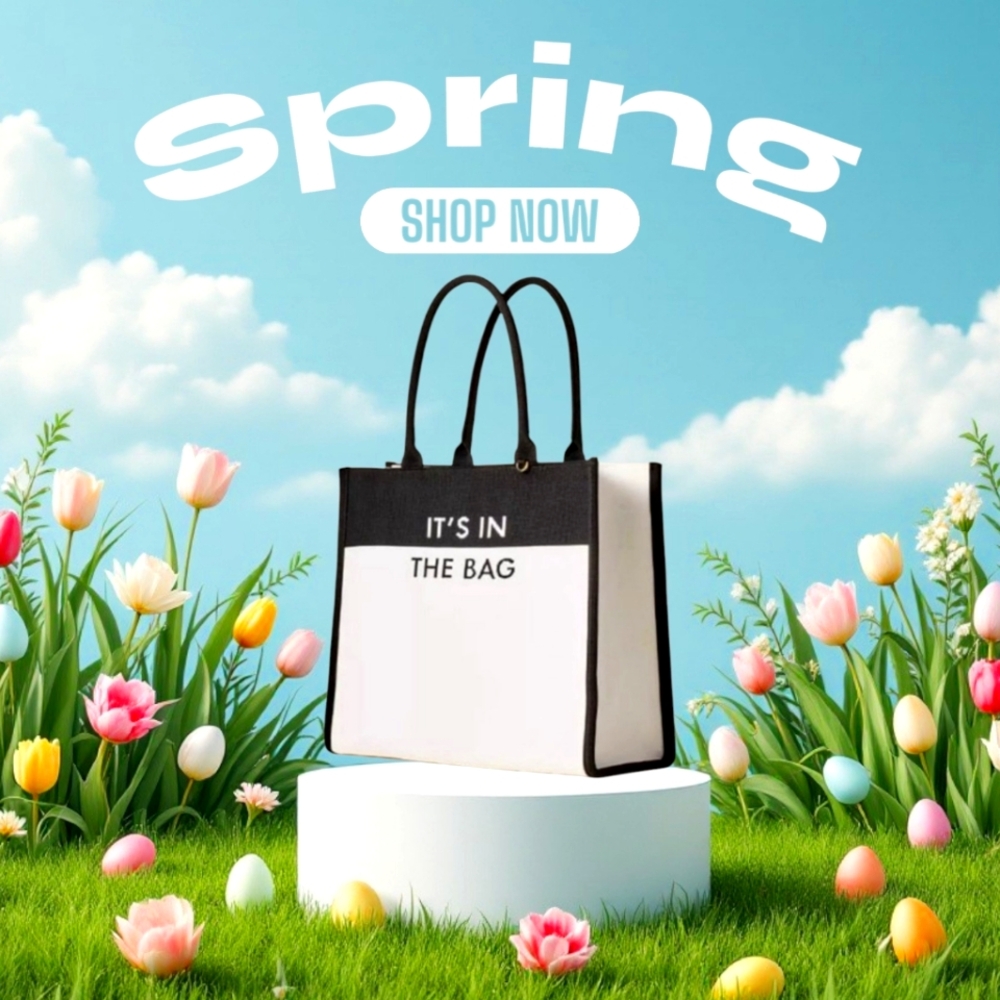 Kate Spade “It’s In The Bag” Canvas Tote – Black & White NWT